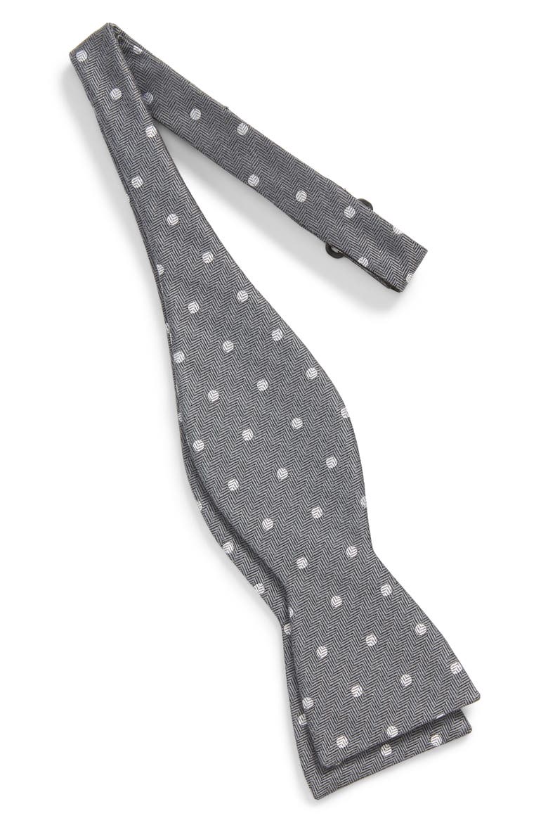 Dotted Hitch Wool & Silk Bow Tie, Alternate, color, GREY