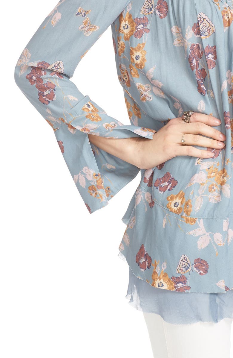 Free People Floral Print Smocked Tunic, Alternate, color,