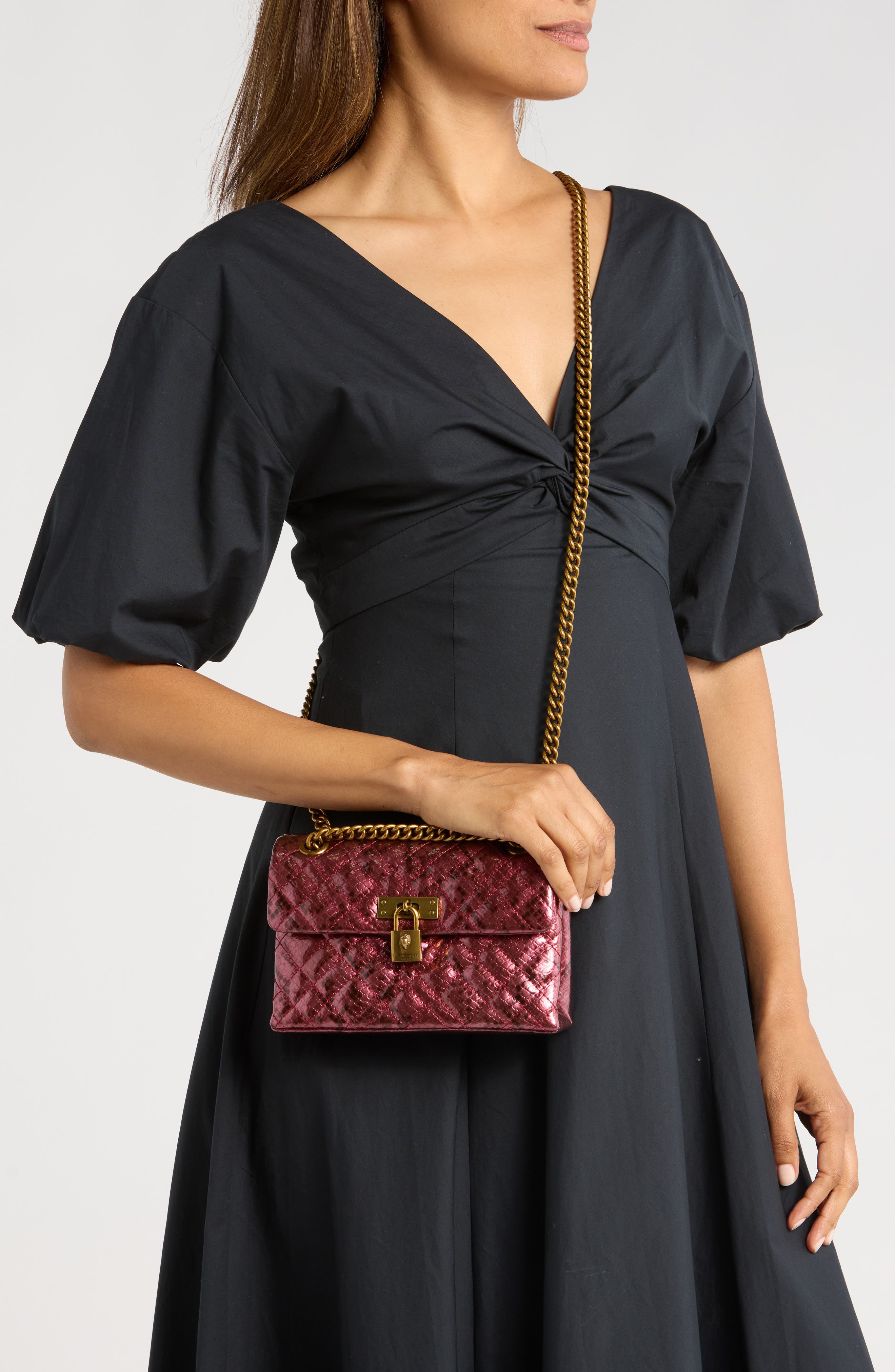 Kurt Geiger London Mini Brixton Lock Bag, Alternate, color, Pink/ Dark Red