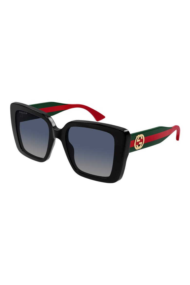 53mm Polarized Square Sunglasses, Alternate, color, BLACK