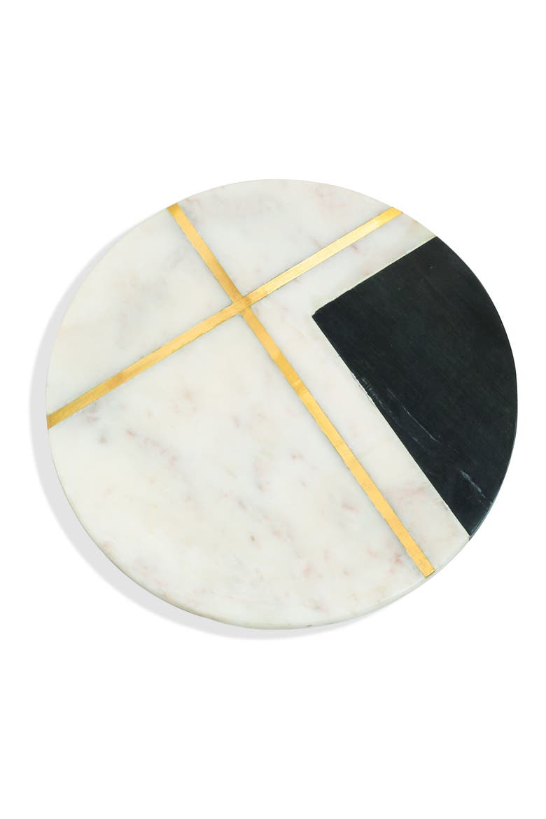 Classic Monochrome Marble Platter, Main, color, WHITE/ BLACK