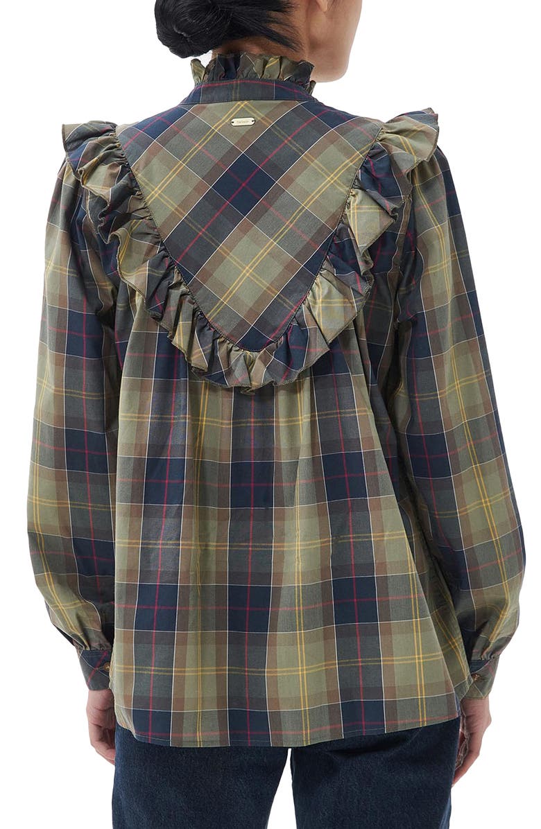 Barbour Holwick Plaid Ruffle Cotton Blouse, Alternate, color,