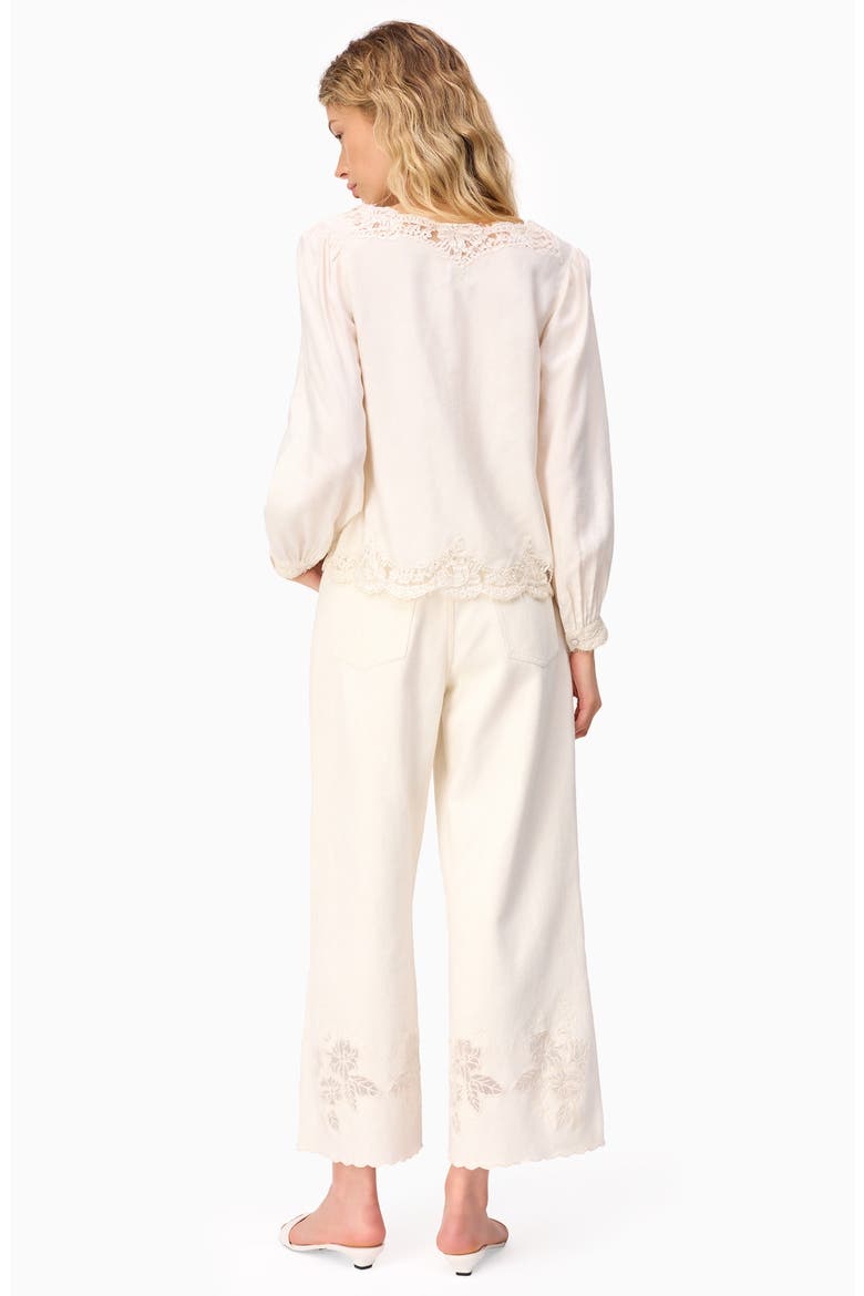 Memphis Embroidered Hem Wide Leg Pants, Alternate, color, MACADAMIA