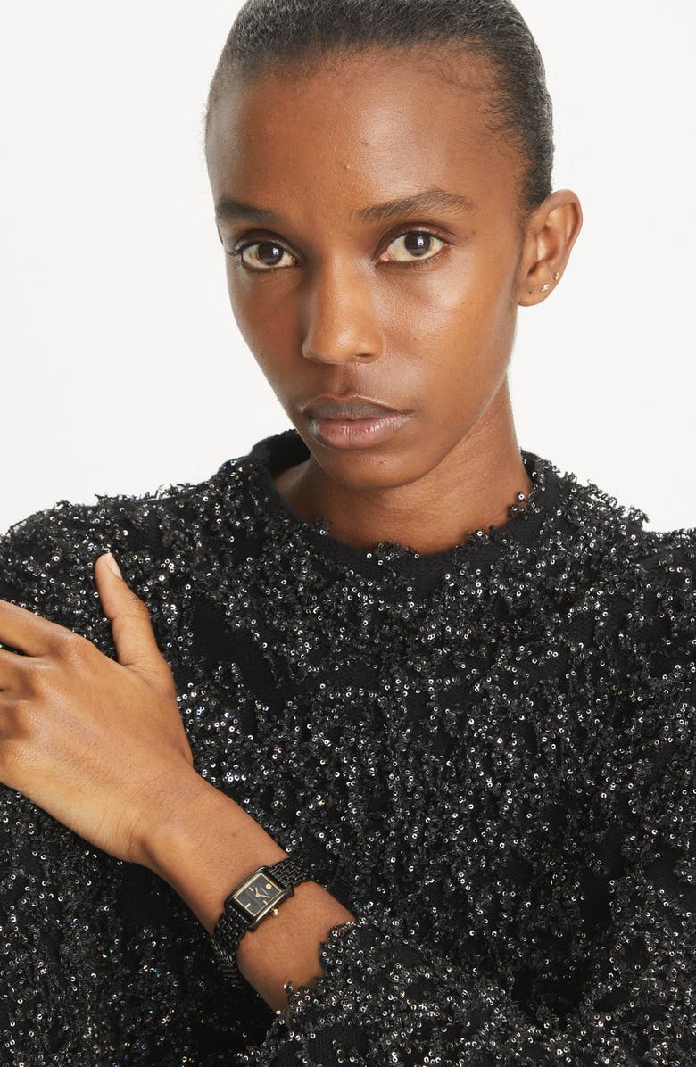 Tory Burch The Small Eleanor Bracelet Watch, 19mm x 28mm, Alternate, color, Black