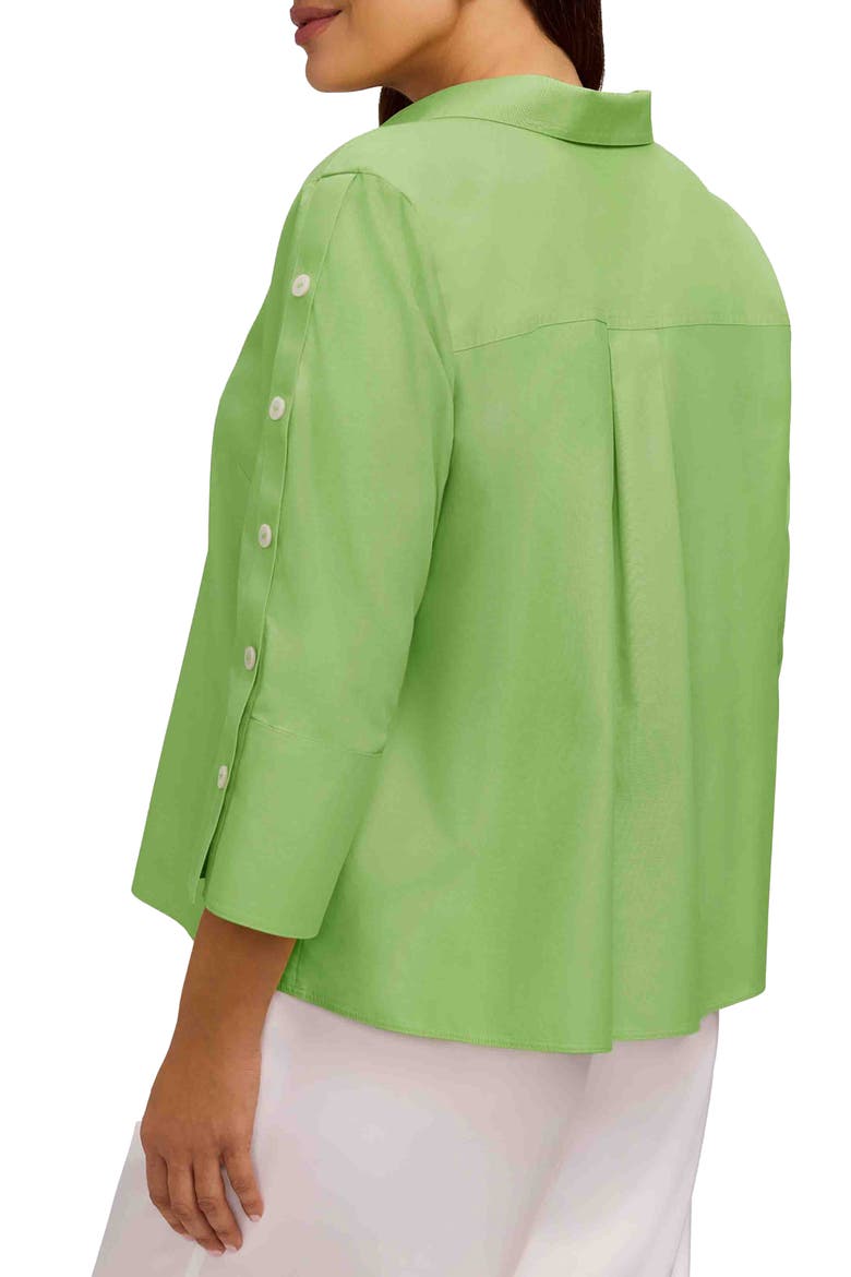 Lainey Button Accent Cotton Popover Top, Alternate, color, MOJITO GREEN