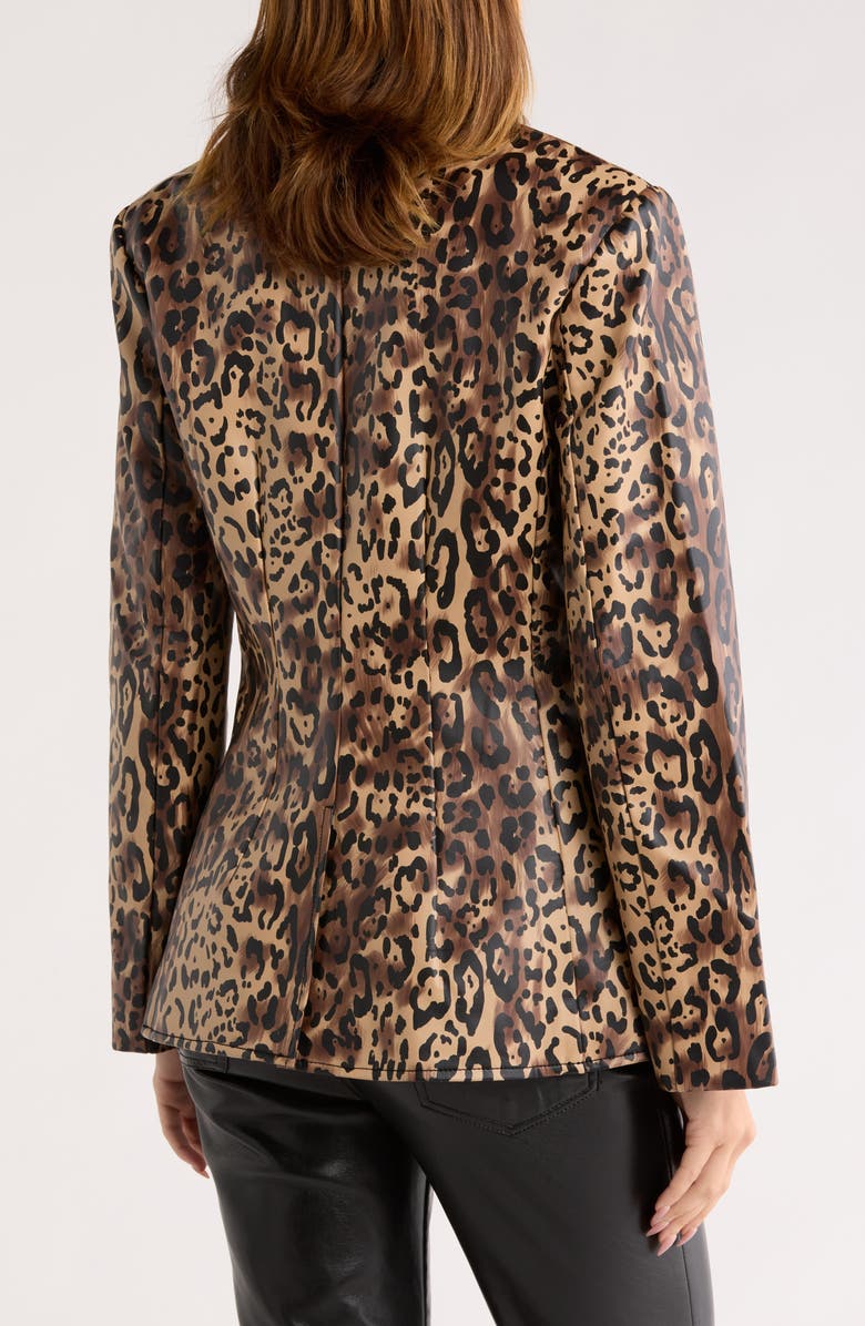 Cinq à Sept Cheyenne Leopard Print Faux Leather Jacket, Alternate, color, Black/ Sahara