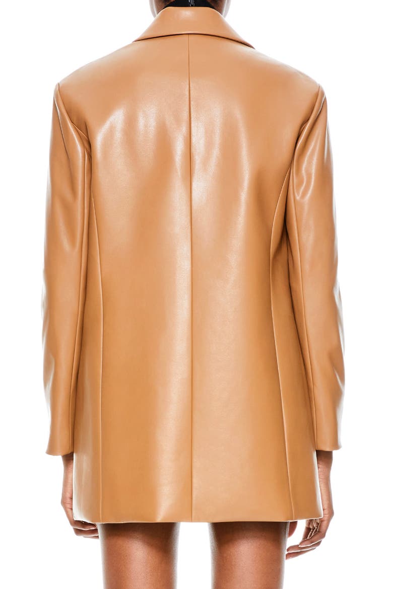 Dunn Loose Fit Faux Leather One-Button Blazer, Alternate, color, CAMEL