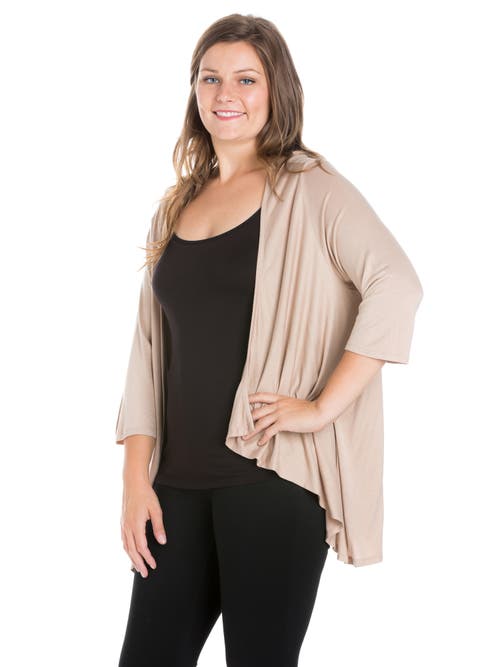 24seven Comfort Apparel Plus Size Elbow Length Sleeve Open Cardigan In Multi