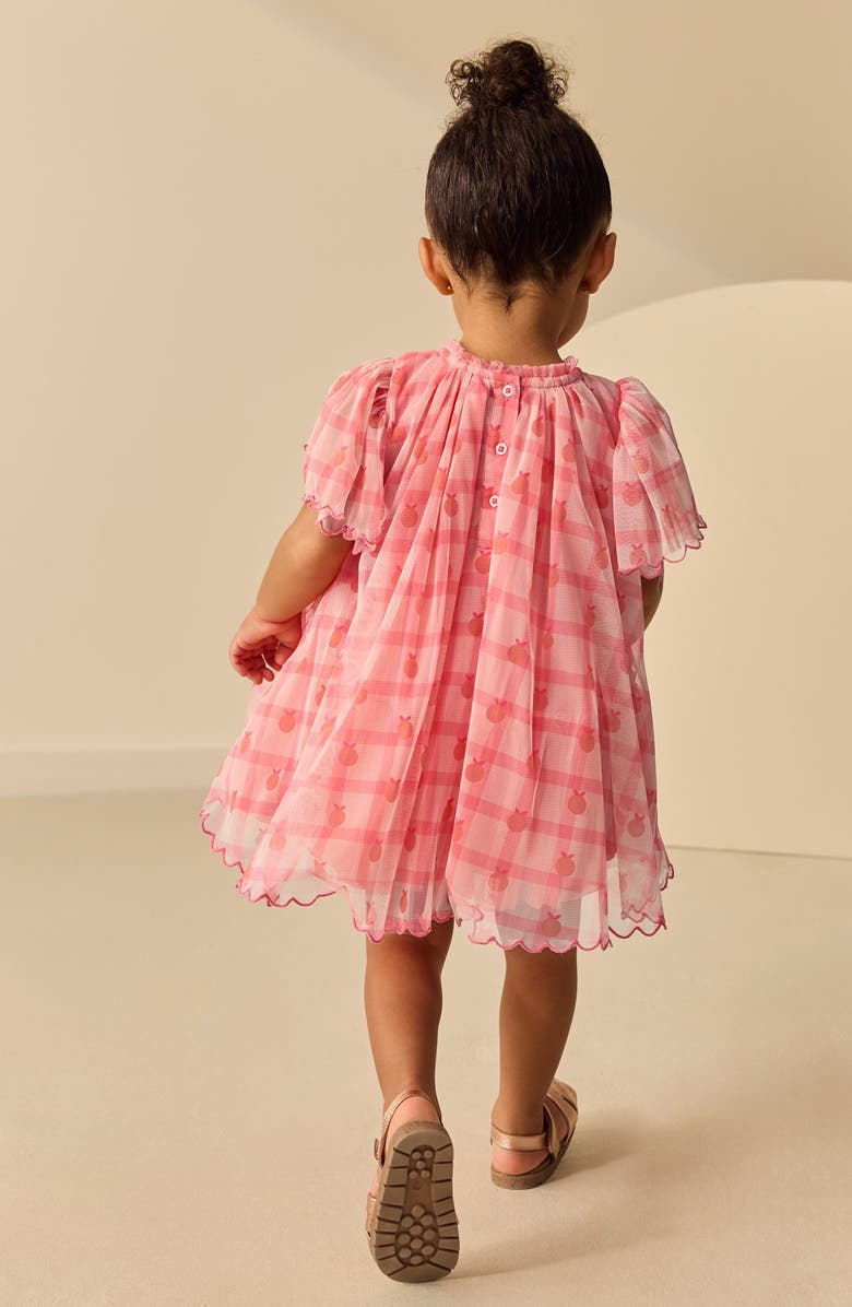 NEXT Kids' Check Mesh Party Dress, Alternate, color, Pink/ Orange