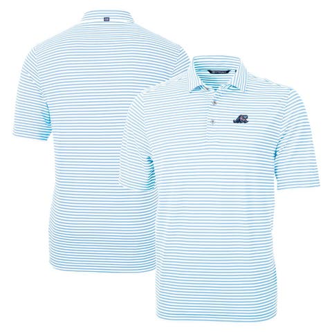 Men's Cutter & Buck Powder Blue West Michigan Whitecaps Big & Tall Virtue Eco Pique Stripe Recycled DryTec Polo