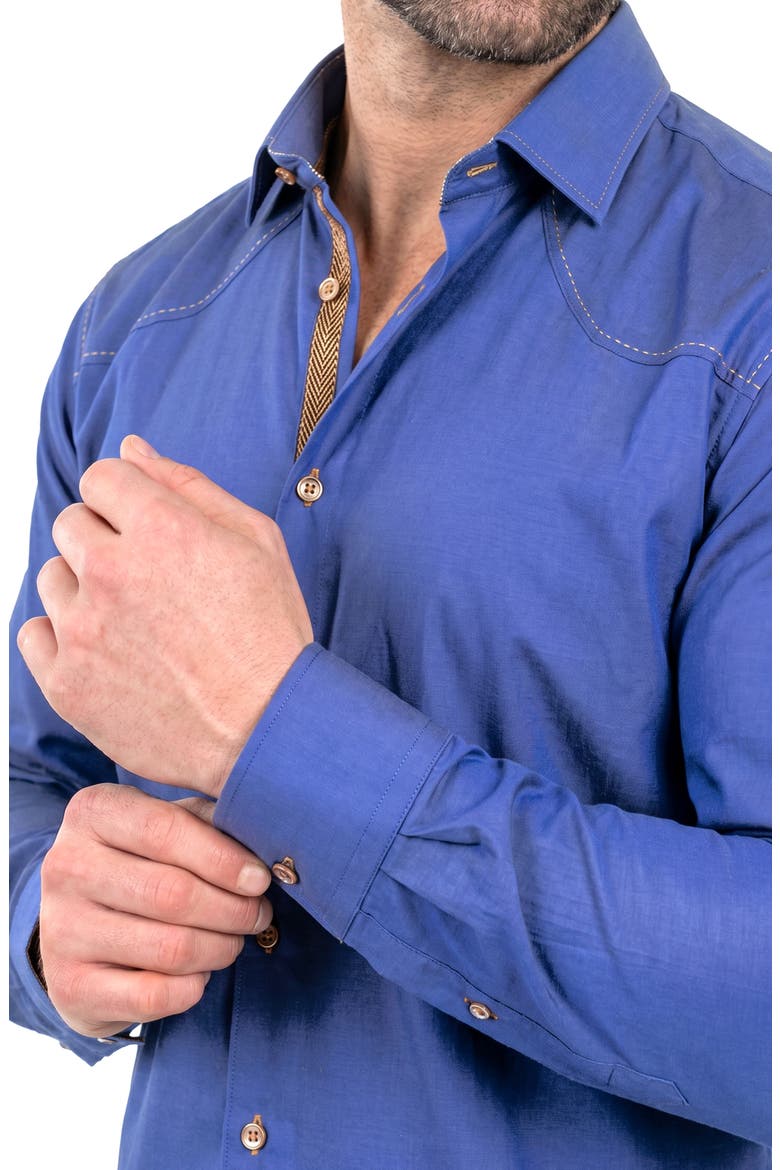 Punto Cotton Long Sleeve Dress Shirt, Alternate, color, BLUE
