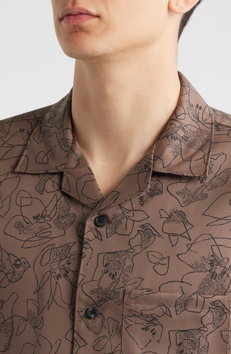 Theory Noll Floral Camp Shirt, Alternate, color, Walnut