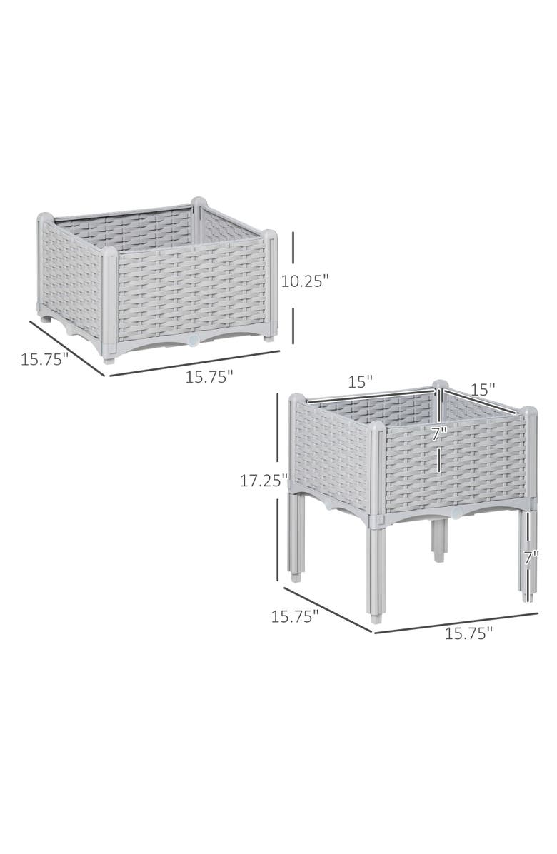 Outsunny Raised with Legs, Raised Bed to Grow Flowers, Herbs & Vegetables Garden Bed, Alternate, color, Gray
