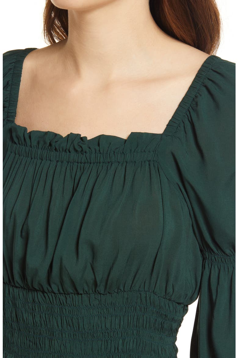Flare Sleeve Smocked Blouse, Alternate, color, GREEN PARK