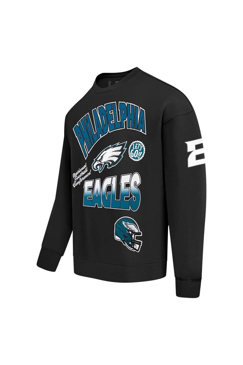 Men's Pro Standard Black Philadelphia Eagles Turn It Up Drop Shoulder Pullover Sweatshirt, Alternate, color, Black