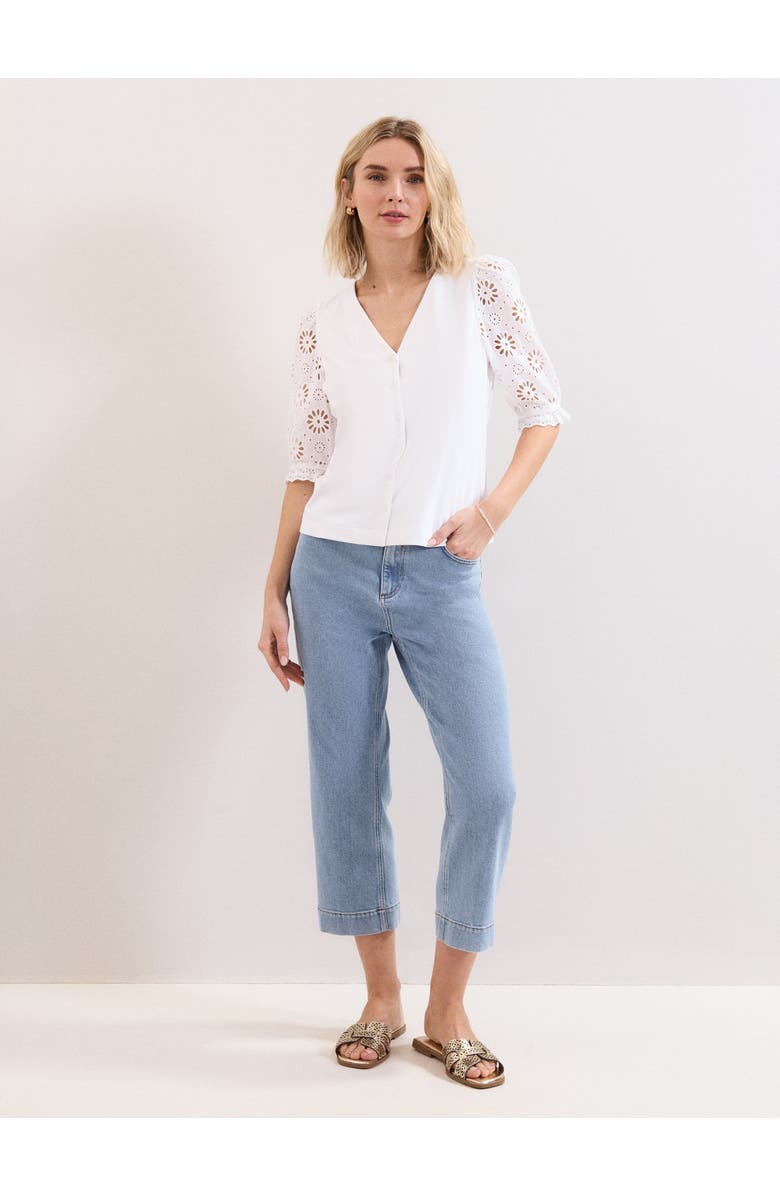 Phase Eight Eleanor Floral Eyelet Detail Top, Alternate, color, White