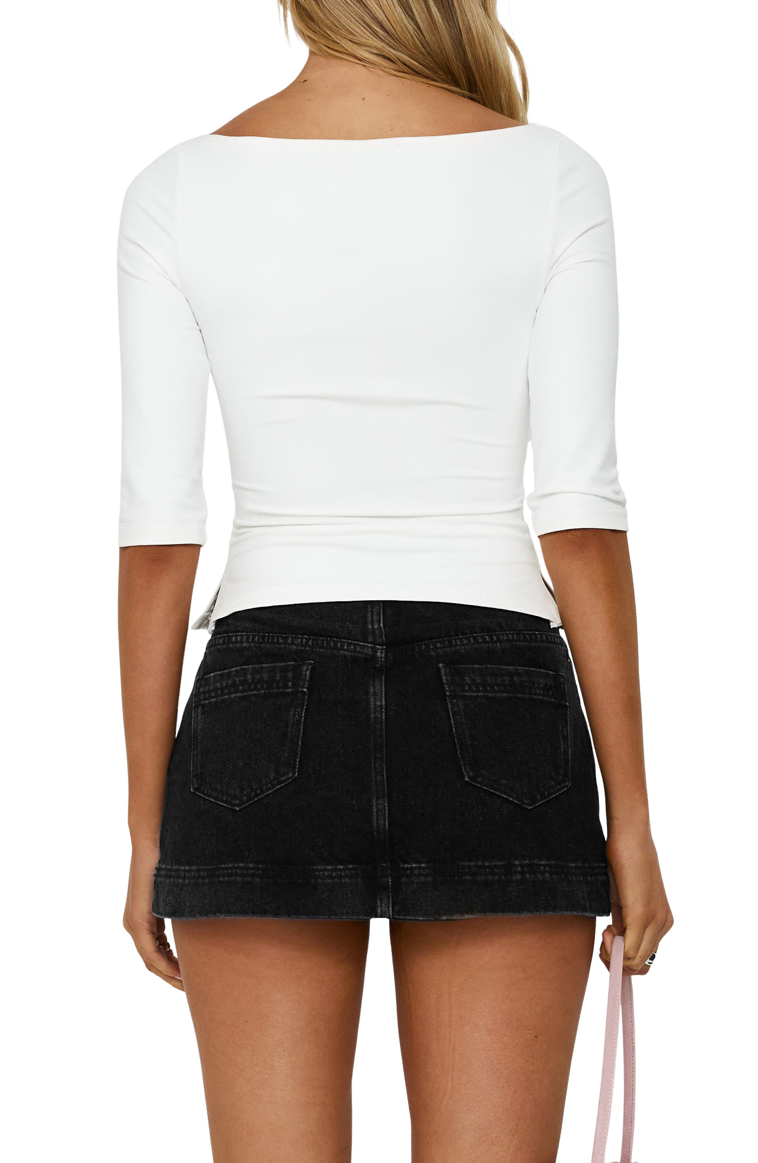 Princess Polly Stefanie Low Rise Denim Skort (Women) | Nordstrom