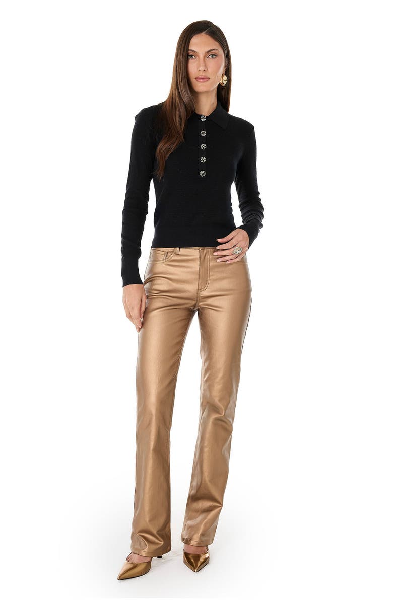 The Noli Shop Darla Rose Polo Shirt, Alternate, color, Black