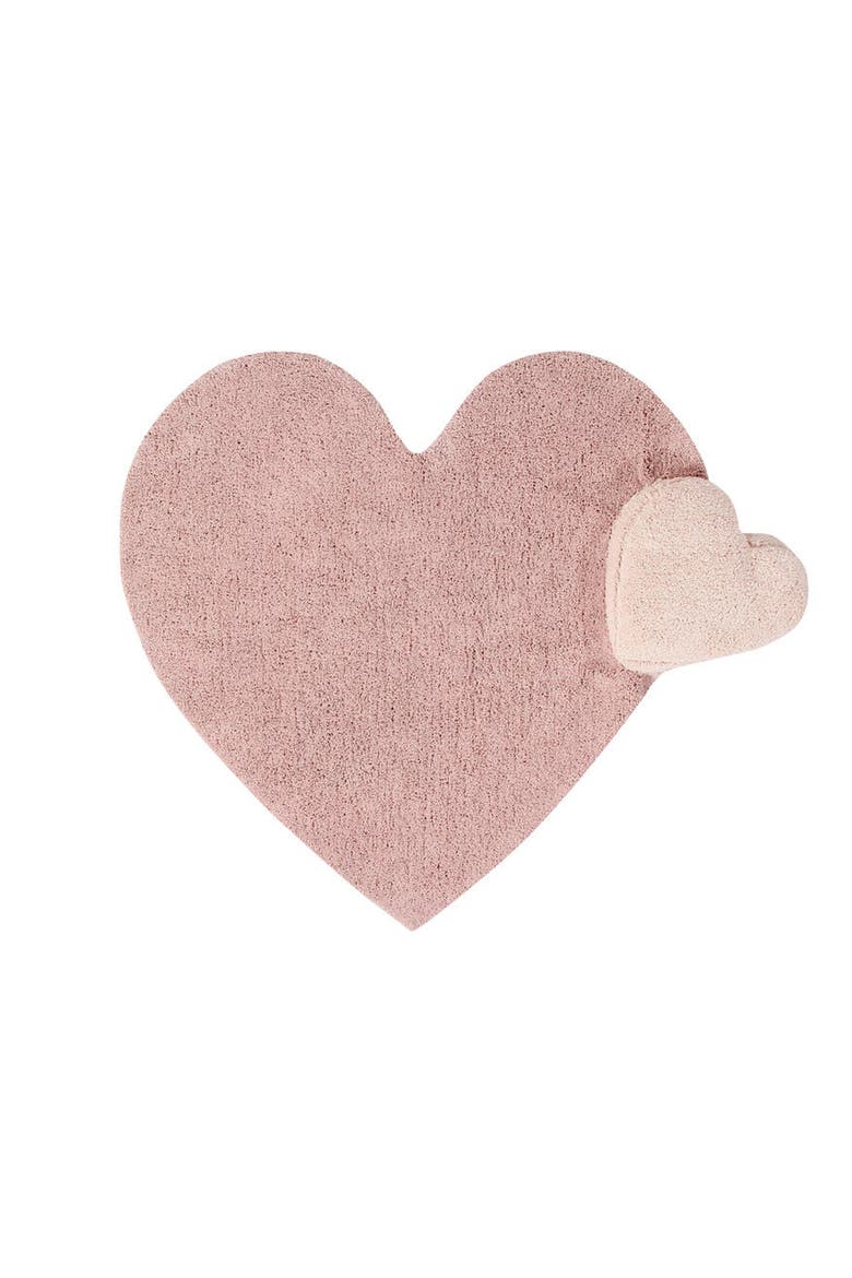 Puffy Love Heart Washable Cotton Blend Rug & Pillow Set, Main, color, BLUSH