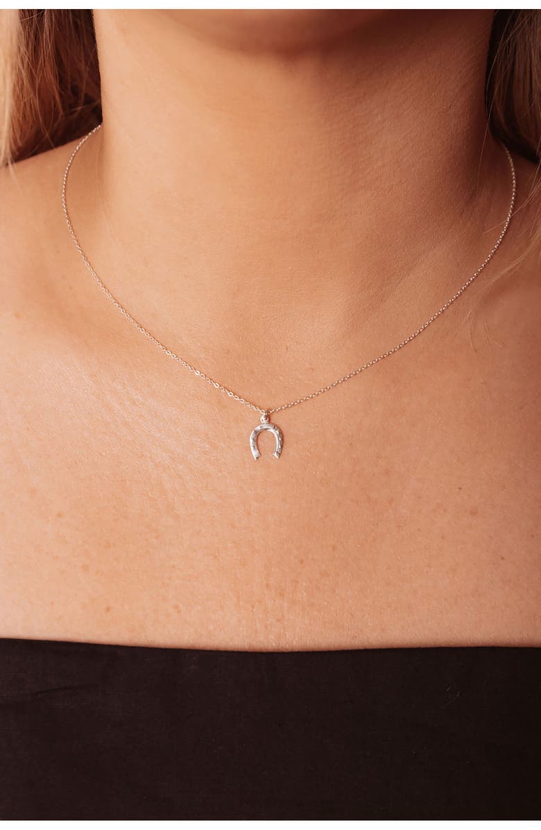 Set & Stones Colt Horseshoe Pendant Necklace, Alternate, color, Silver