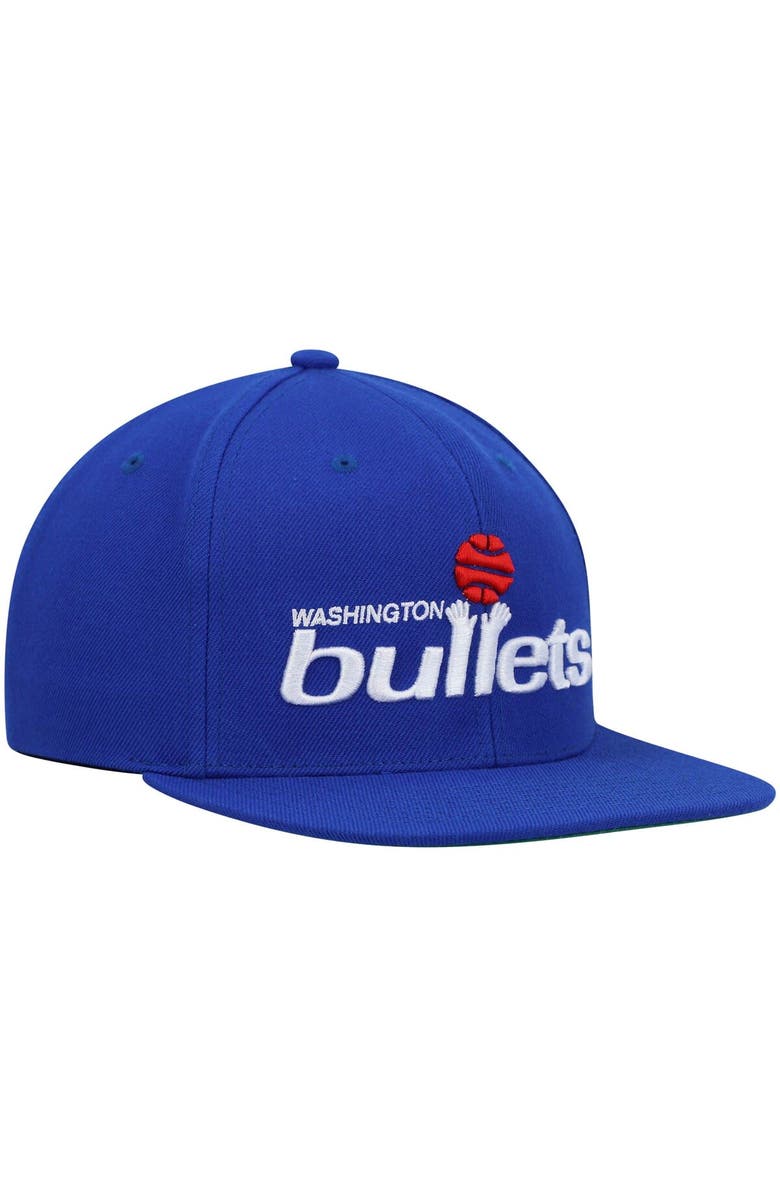 Mitchell & Ness Men's Mitchell & Ness Blue Washington Bullets Hardwood Classics Team Ground 2.0 Snapback Hat, Alternate, color, 