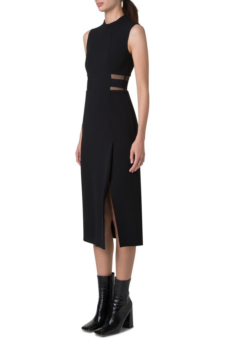 Akris Illusion Inset Stretch Wool Sheath Dress, Alternate, color,