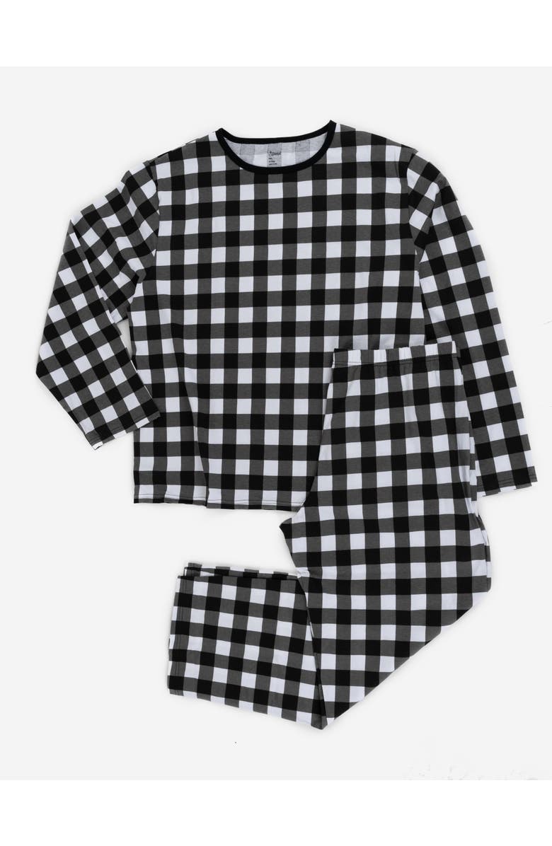 Leveret Men's Cotton Plaid Matching Family Holiday Pajamas, Main, color, Plaid Black & White