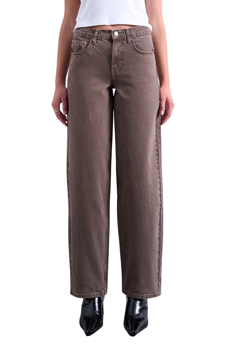Topshop Cinch Low Rise Relaxed Jeans, Main, color, Brown