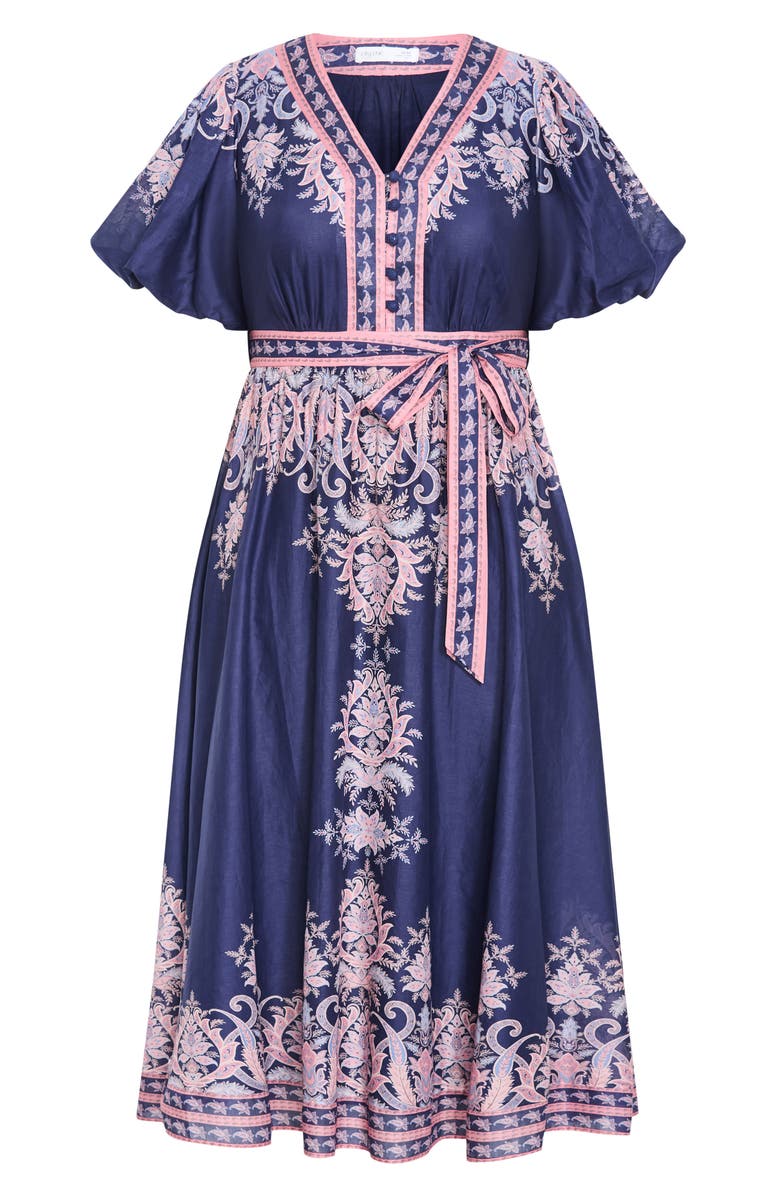 City Chic Higher Love Floral Print Maxi Dress, Alternate, color, Navy Higher Love