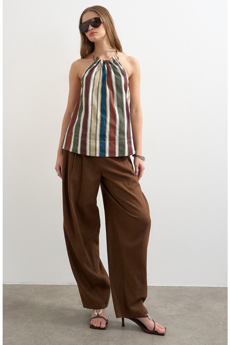 Co-ord Stripe Cotton Halter Neck Top, Alternate, color, MULTI