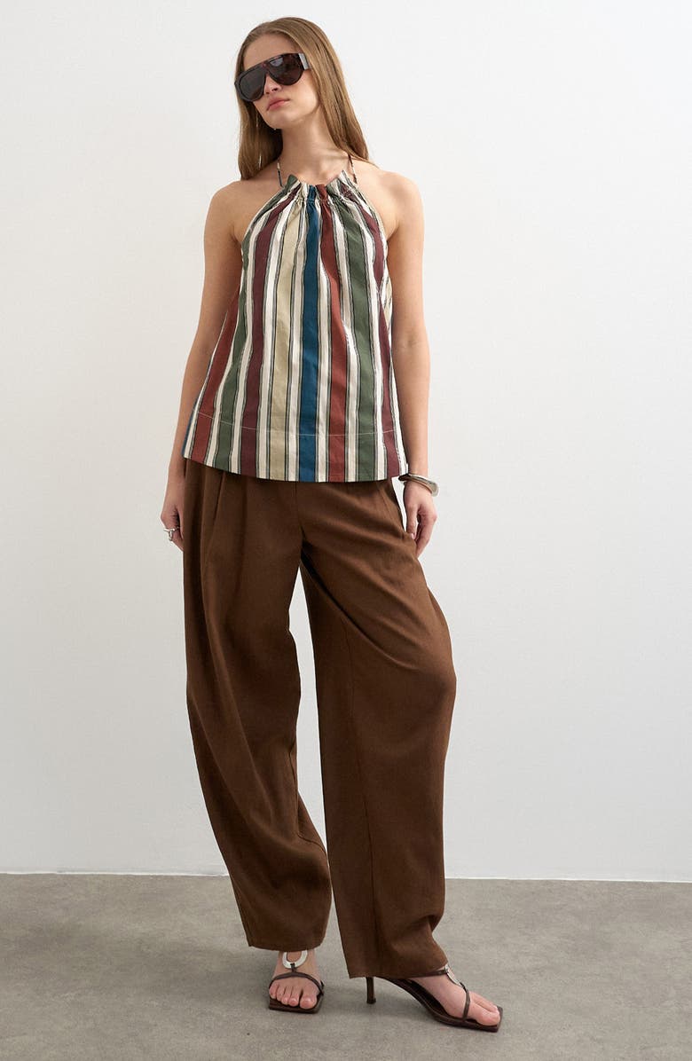 Topshop Co-ord Stripe Cotton Halter Neck Top, Alternate, color, Multi