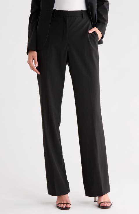 Slim Flare Stretchy Wool Trousers