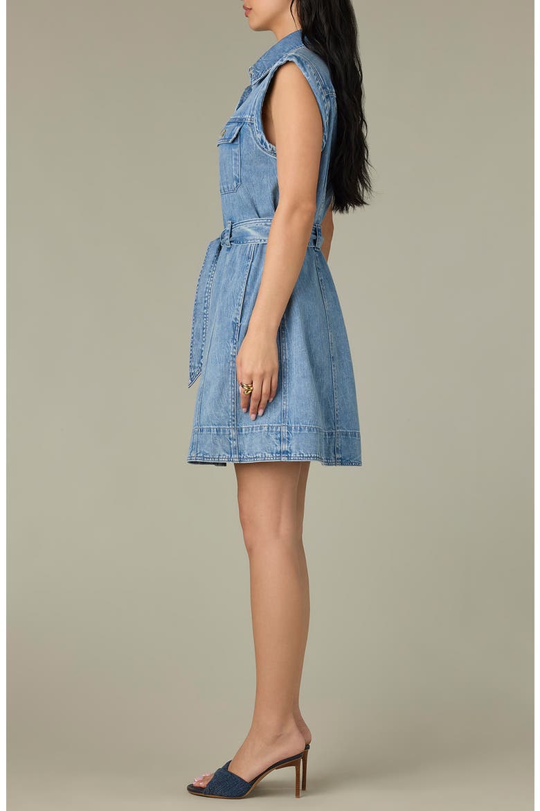 Tie Waist Sleeveless Denim Dress, Alternate, color, LIGHT BLUE