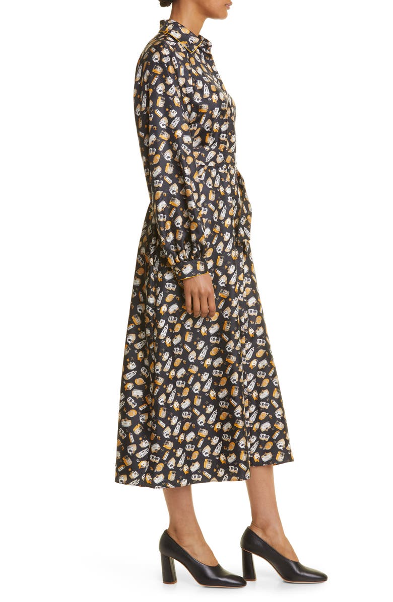 Max Mara Rimmel Perfume Bottle Print Long Sleeve Silk Shirtdress, Alternate, color, 