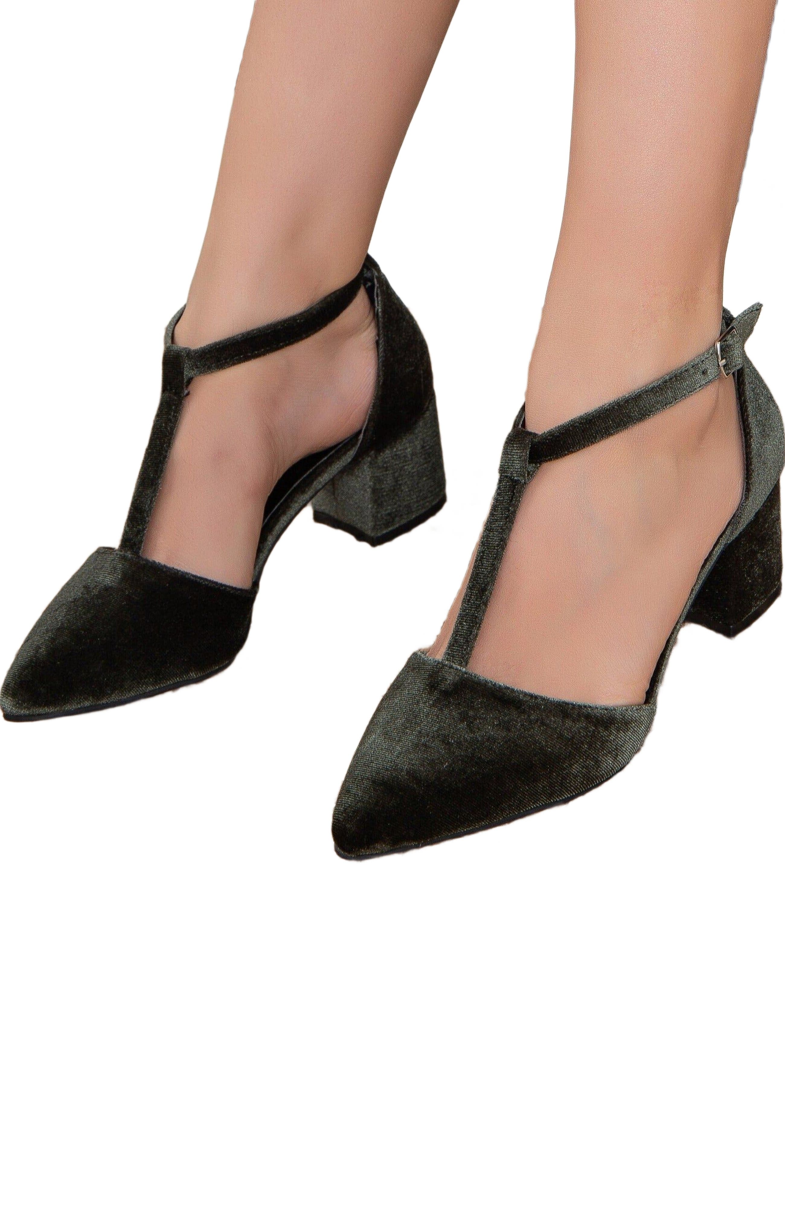 Anicette Velvet Mary Jane Heels, Alternate, color, olive green