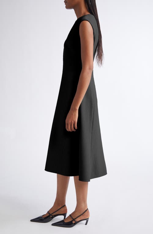 Emporio Armani Crepe V-neck Midi Dress In Black
