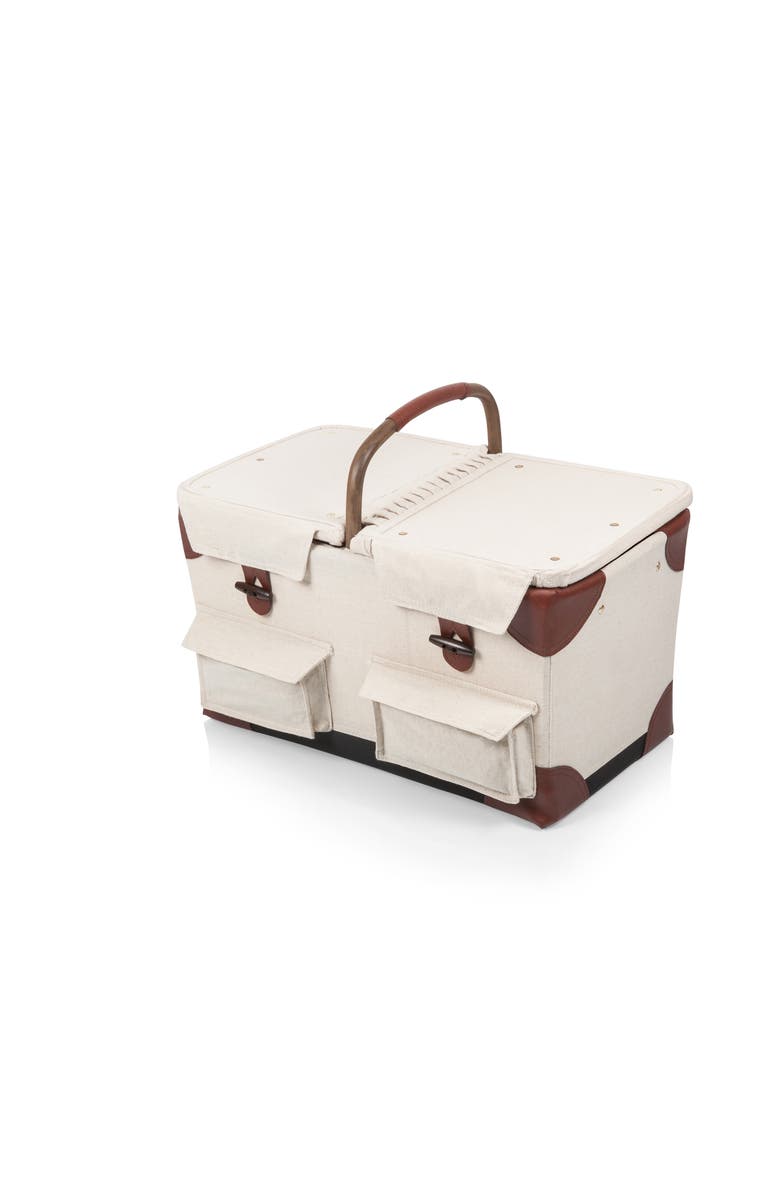 Picnic Time Pioneer Picnic Basket, Alternate, color, Beige With Navy & Brown