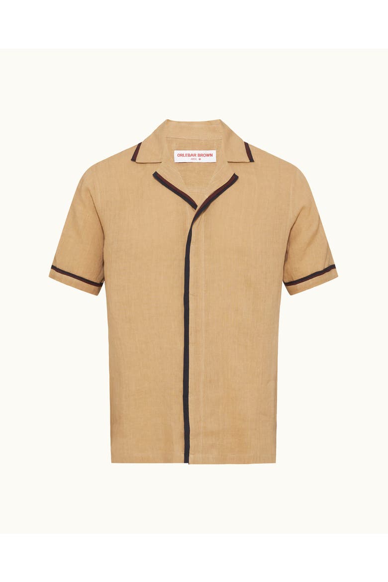 Maitan Lino Relaxed-Fit Shirt, Alternate, color, Biscuit/Damson/Night Iris