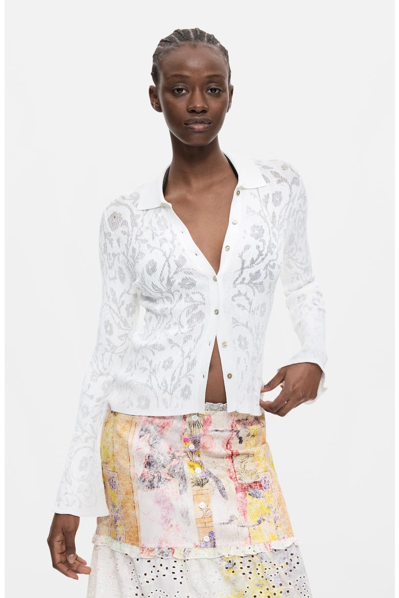 Floral Eyelet Embroidered Tiered Midi Skirt, Alternate, color, OFF WHITE