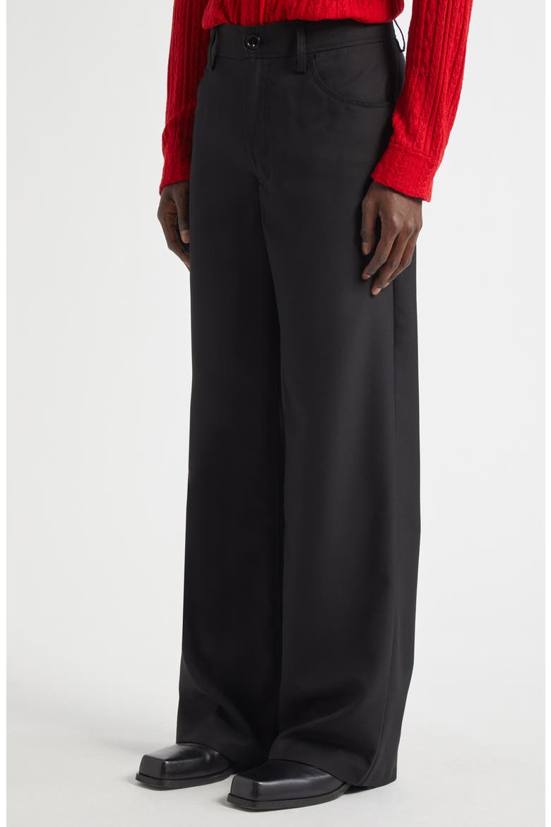 Jiro Wide Leg Twill Trousers, Alternate, color, BLACK WOOL