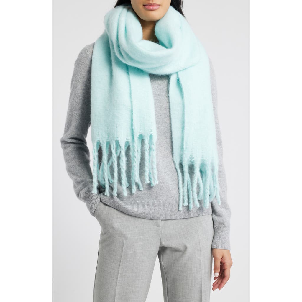 Nordstrom Brushed Fringed Scarf In Blue Aqua