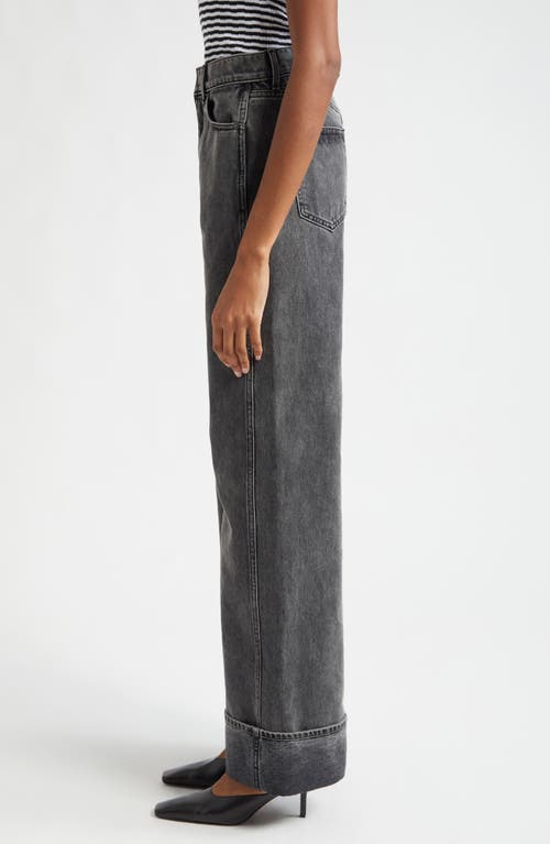 Veronica Beard Taylor High Waist Wide Leg Jeans In Stoned Washed Onyx