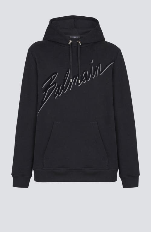Balmain Men's Flocked Script Hoodie