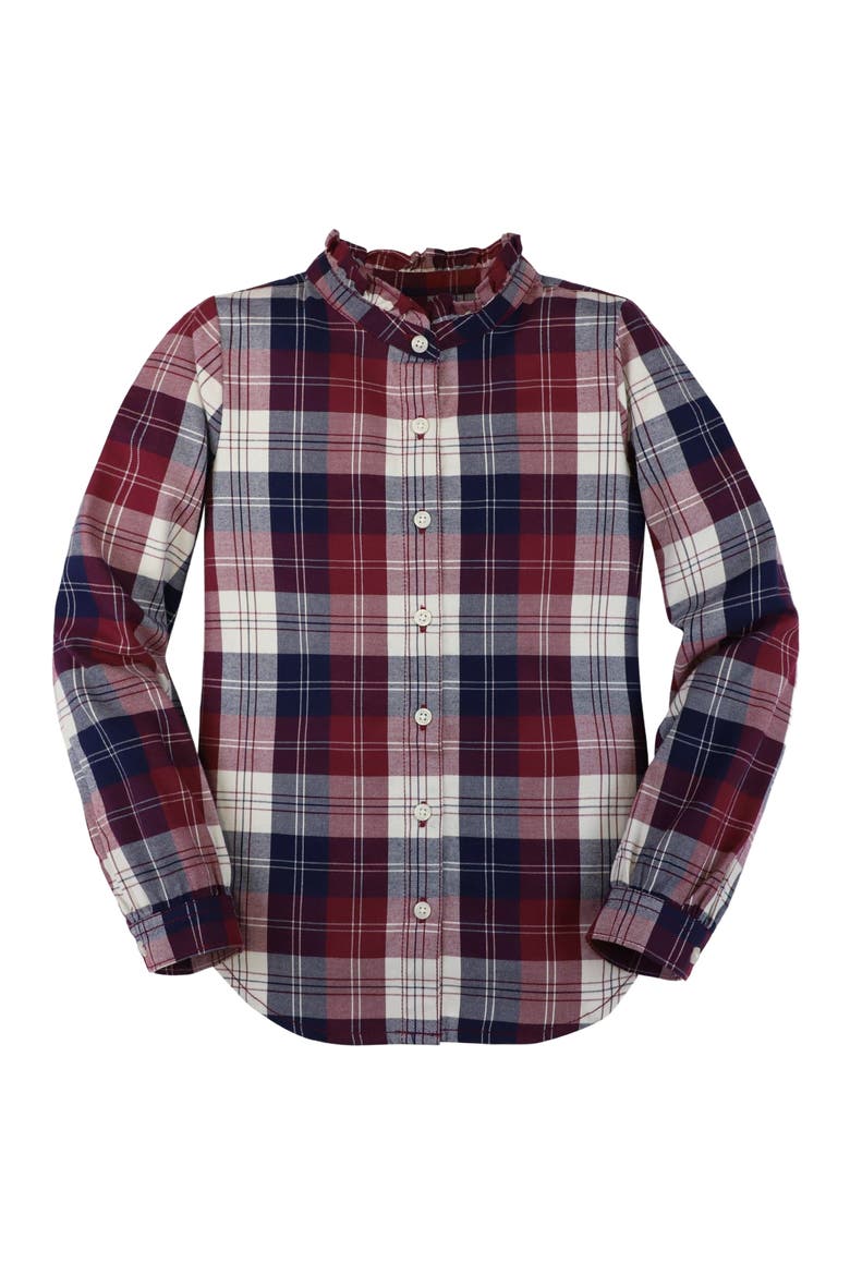 Baby Girls' Ruffle Collar Shirt, Infant, Main, color, Berry Tartan