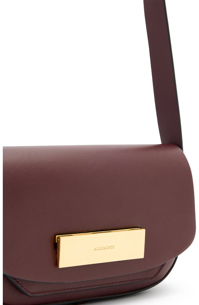 AllSaints Etta Leather Crossbody Bag, Alternate, color, Dark Red