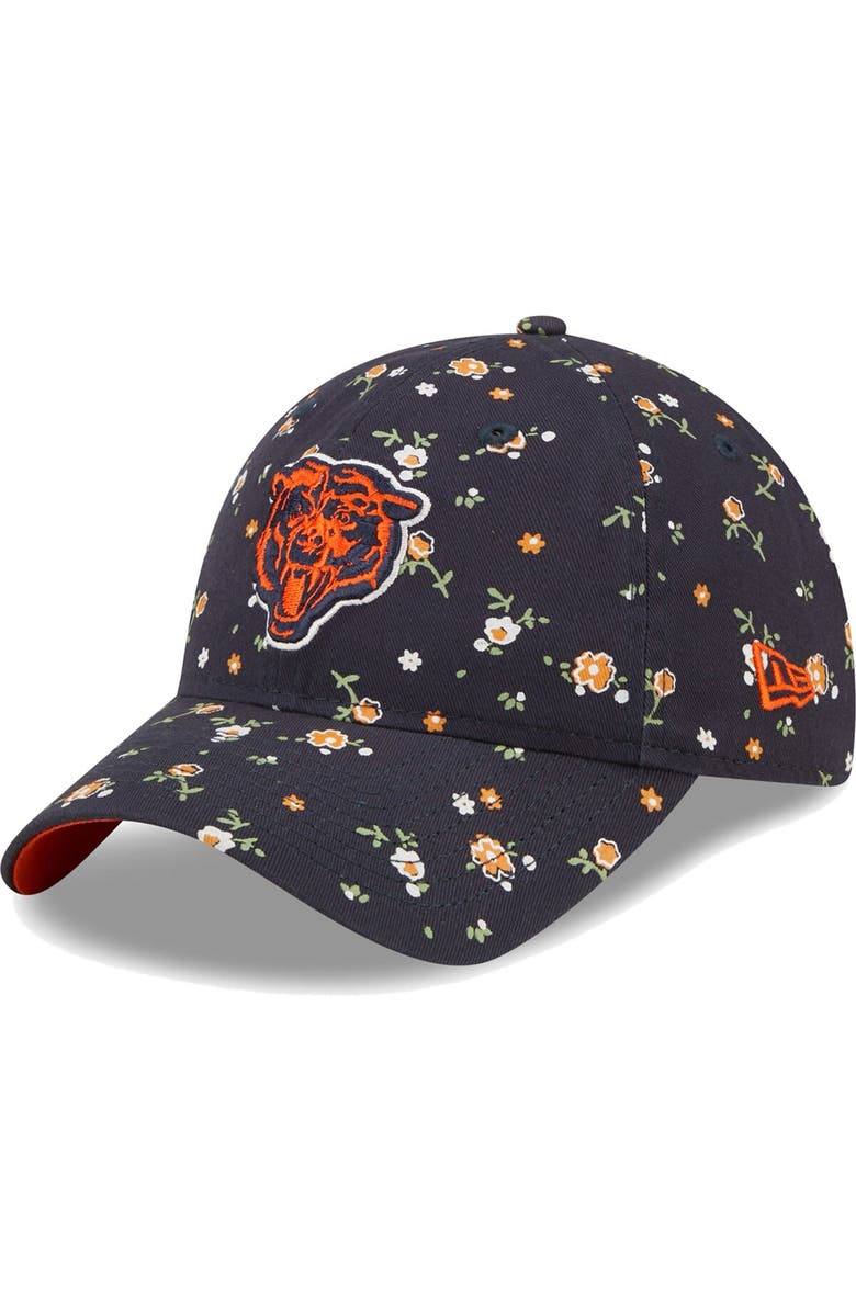 New Era Women's New Era Navy Chicago Bears  Floral 9TWENTY Adjustable Hat, Main, color, 