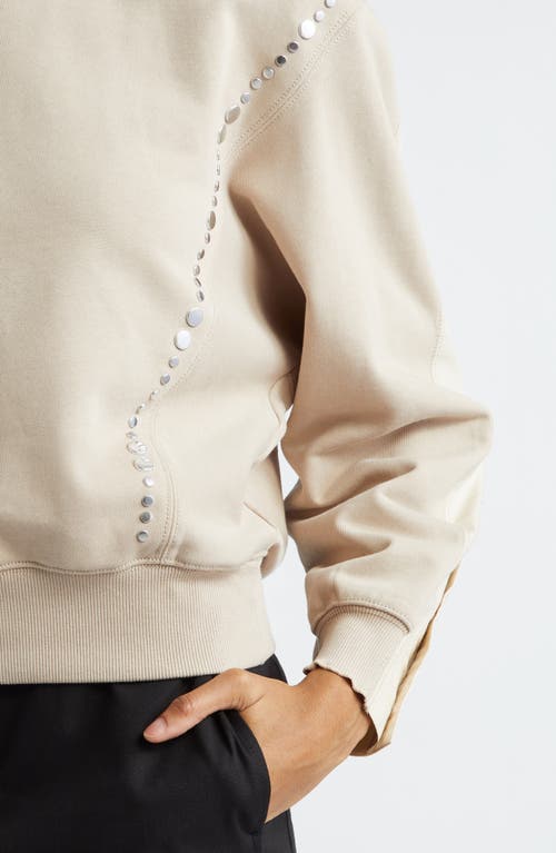3.1 Phillip Lim Stud Detail Mixed Media Cotton Sweatshirt In Concrete