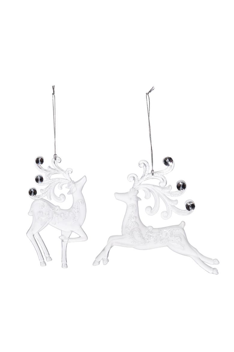 Playful Reindeer Ornaments A/2, Main, color, Clear