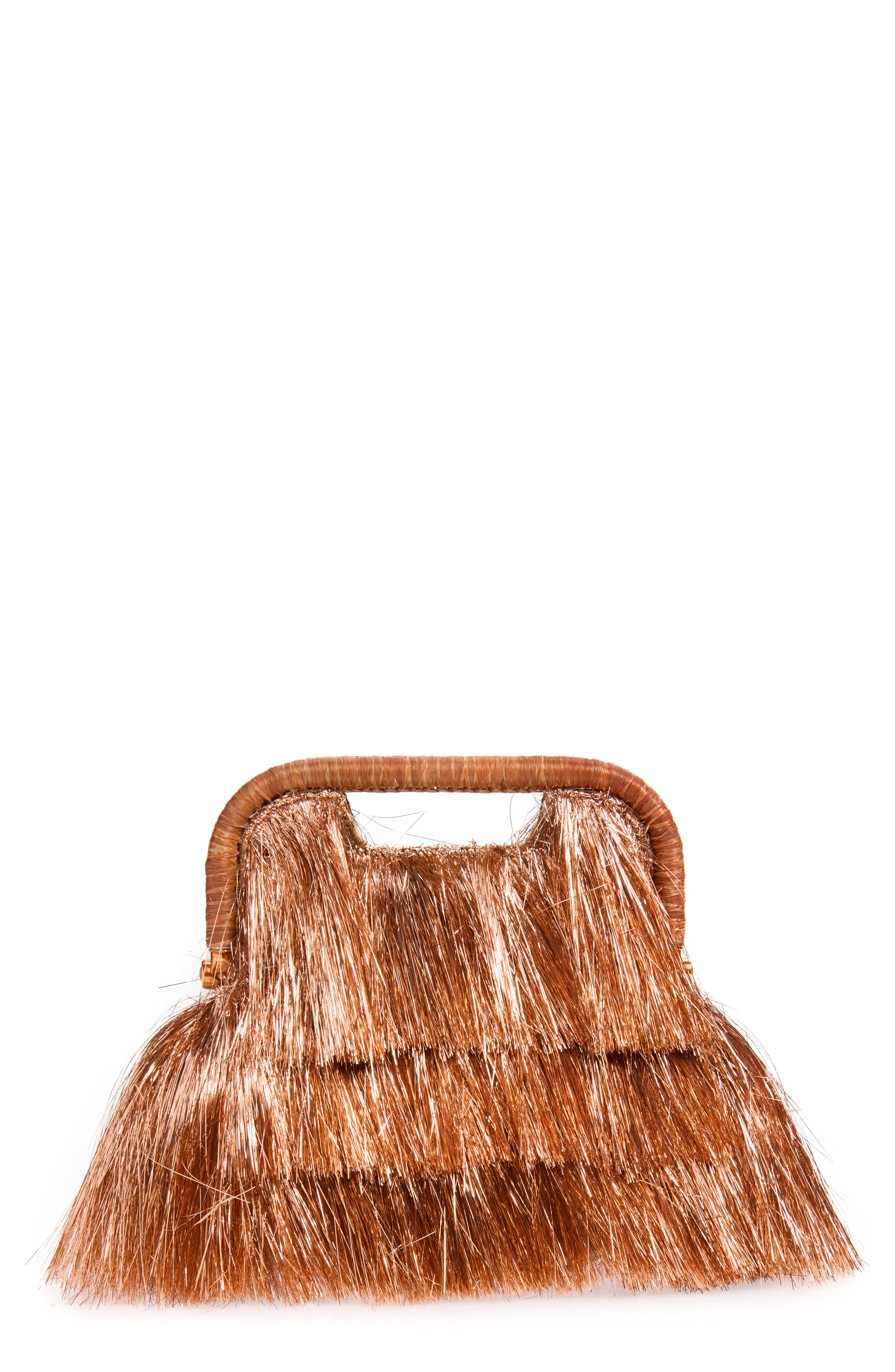 POOLSIDE The Flamands Fringe Clutch, Main, color, Disco Tinsel