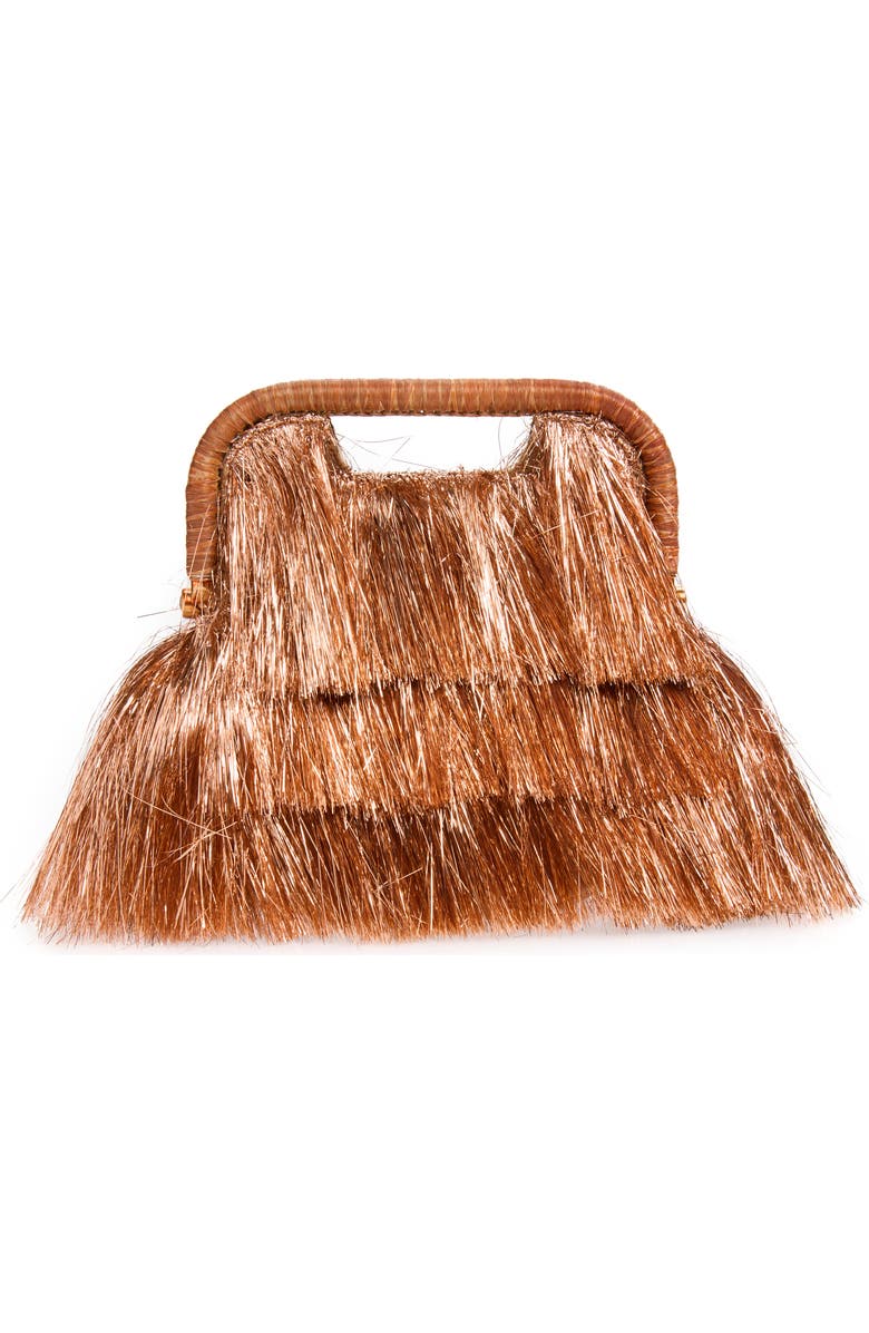 POOLSIDE The Flamands Fringe Clutch, Main, color, Disco Tinsel